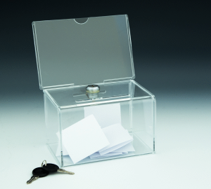 Mini Locking Coin / Ballot Box with Sign Holder