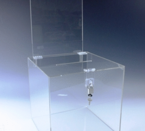 10" Sq. Clear Locking Ballot / Suggestion Box w/Header