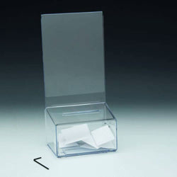 Mini Locking Coin or Ballot Box with Header Sign Holder - 5" x 7"