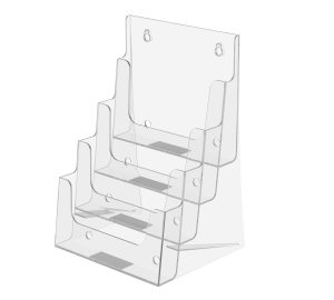 4 Tier Clear Countertop and Wall Mount Brochure Holder for Literature up to 6"wide.